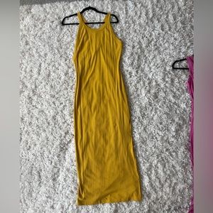 JLUXLABEL Mustard Yellow Ribbed Tank Maxi Dress